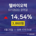 [인기주 주가정보]  26일 웰바이오텍 마감증시 3860원...