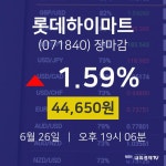 [특징주 매매동향] 6월 26일 롯데하이마트 44650원으로 장 마감