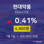 종목검색 현대약품 주가 1일  현재 4860원 