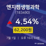 실시간주식현황 엔지켐생명과학 주가 1일  현재 62200원 