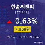 한솔씨앤피주식시세현황  1일  현재 7960원 