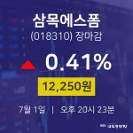 [특징주 종목정보] 7월 1일 삼목에스폼 12250원으로 장 마감