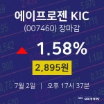 [특징주 주가정보] 7월 2일 에이프로젠 KIC 2895원으로 장 마감