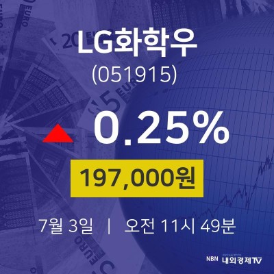 7월 3일 LG화학우 주가그래프 197000원  0.25% | 포토뉴스