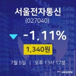 주식종목시세 서울전자통신 주가 5일  현재 1340원 