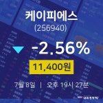 증권투자 케이피에스 주가 8일  현재 11400원 