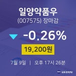 [특징주분석 주가정보] 7월 9일 일양약품우 19200원으로 장 마감
