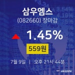 [상장주 종목정보]  9일 삼우엠스 마감증시 559원...