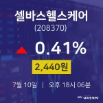 금일증시 셀바스헬스케어 주가 10일  현재 2440원 