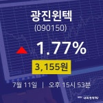 7월 11일 광진윈텍 증권플러스 1.77% 3155원 