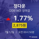 [인기주 종목정보]  12일 정다운 마감증시 2875원...