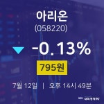 아리온시세보기  12일  현재 795원 