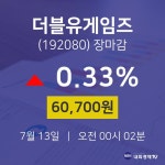 [상장주 주식시세] 7월 13일 더블유게임즈 60700원으로 장 마감