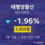 7월 15일 태평양물산 증권플러스 3005원  -1.96%