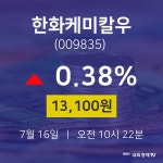 7월 16일 한화케미칼우 주식추천주 13100원  0.38%