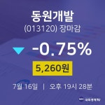 [특징주분석 종목정보] 7월 16일 동원개발 5260원으로 장 마감