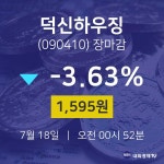 [상장주 주식시세] 7월 18일 덕신하우징 1595원으로 장 마감