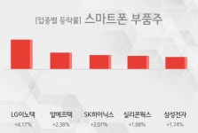 [19일 13시 스마트폰 부품주 테마주 오후 시황] LG이노텍,알에프텍 등이 주도... 