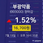 [상장주 주가정보]  19일 부광약품 마감증시 16700원...