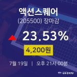 [특징주 주가정보]  19일 액션스퀘어 마감증시 4200원...