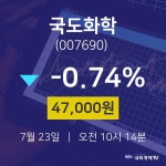 주식현재가 국도화학 주가 23일  현재 47000원 