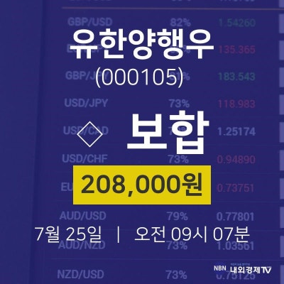 주가그래프 유한양행우 주가 25일  현재 208000원  | 포토뉴스