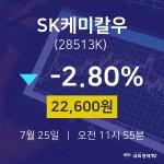 오늘주식시장 SK케미칼우 주가 25일  현재 22600원 