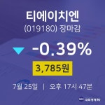 [인기주 주가정보]  25일 티에이치엔 마감증시 3785원...
