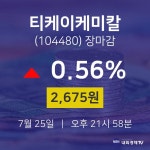 [특징주 주가정보]  25일 티케이케미칼 마감증시 2675원...