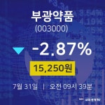 실시간증시 부광약품 주가 31일  현재 15250원 