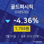 주식종목 골드퍼시픽 주가 31일  현재 1755원 
