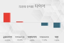 [타이어 테마종목 종가] 금호타이어,한국테크놀로지그룹 등이 주도...