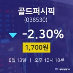 골드퍼시픽주가그래프  13일  현재 1700원 