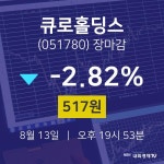 [특징주 종목정보]  13일 큐로홀딩스 마감증시 517원...