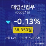 증권주식 대림산업우 주가 14일  현재 38350원 