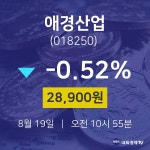오늘주식 애경산업 주가 19일  현재 28900원 
