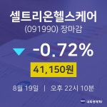 [특징주 주가정보]  19일 셀트리온헬스케어 마감증시 41150원...