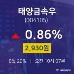 오늘주식 태양금속우 주가 20일  현재 2930원 