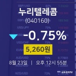 증권투자 누리텔레콤 주가 23일  현재 5260원 