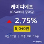 [특징주분석 매매동향] 8월 23일 케이피에프 5040원으로 장 마감