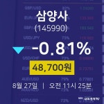 오늘주식 삼양사 주가 27일  현재 48700원 