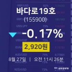 오늘주식장 바다로19호 주가 27일  현재 2920원 