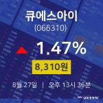 오늘주식시세 큐에스아이 주가 27일  현재 8310원 