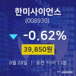 한미사이언스배당주식  28일  현재 39850원