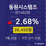주식종목검색 동원시스템즈 주가 28일  현재 36450원