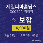 [특징주 종목정보] 8월 28일 제일파마홀딩스 14900원으로 장 마감
