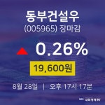 [특징주분석 주가정보] 8월 28일 동부건설우 19600원으로 장 마감