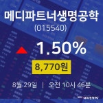 메디파트너생명공학주식현재가  29일  현재 8770원