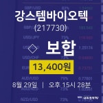 강스템바이오텍주식종목검색  29일  현재 13400원
