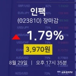 [특징주분석 종목정보] 8월 29일 인팩 3970원으로 장 마감